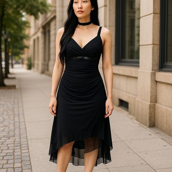 Ruby Rox Y2K Whimsigoth Babydoll Dress S Black Fairy Grunge Sequin Sheer Mesh - Picture 2 of 13